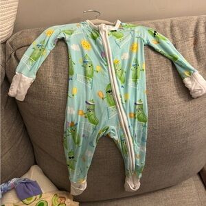 LITTLE SLEEPIES Pickles playing pickleball Print Baby Onesie